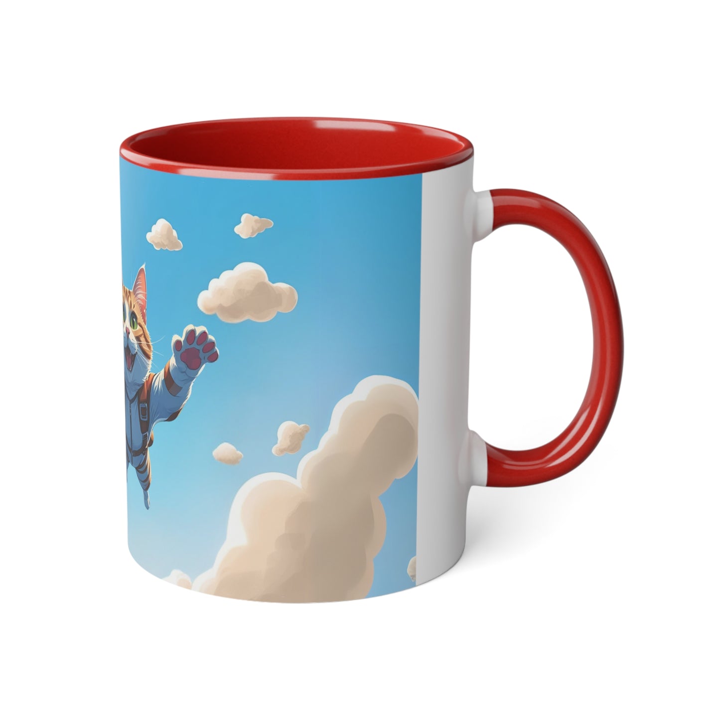 Katze-Fallschirm-Becher, Geschenk für Kinder, Tasse für Tierliebhaber, Geburtstagsgeschenk, verspielte Keramiktasse, Abenteuer-Kaffeetasse