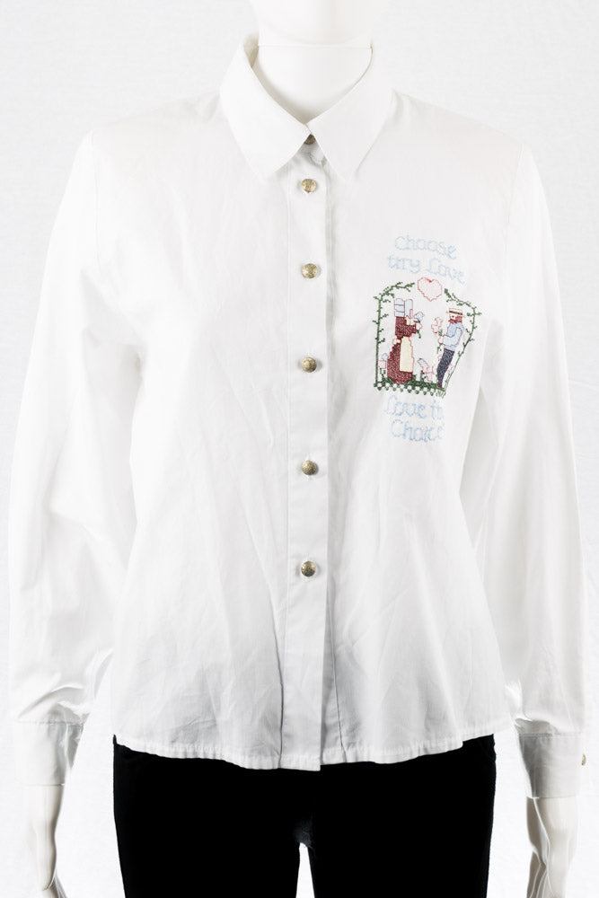 Vintage Bluse mit Stickmuster-S-