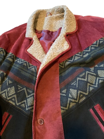Vintage Jacke L 46 Sherpa Ethno Aztec Bomberjacke Blouson 80s 90s