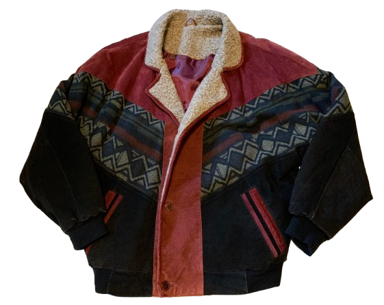 Vintage Jacke L 46 Sherpa Ethno Aztec Bomberjacke Blouson 80s 90s