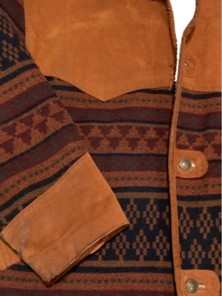 Vintage Jacke L Sherpa Ethno Aztec Kult Kurzmantel