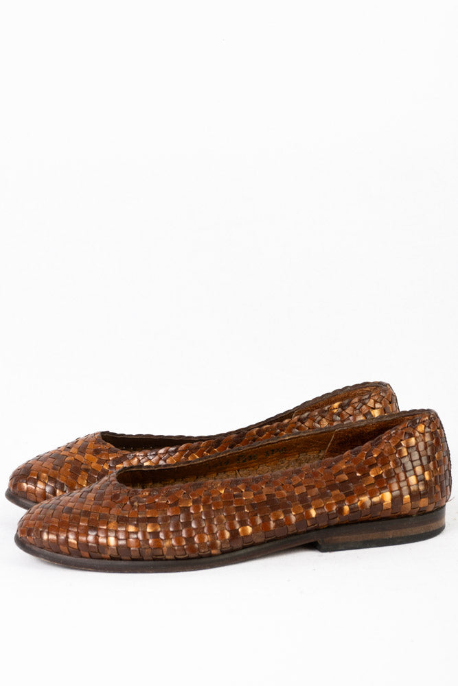 Vintage Flechtleder Schuhe -37,5-