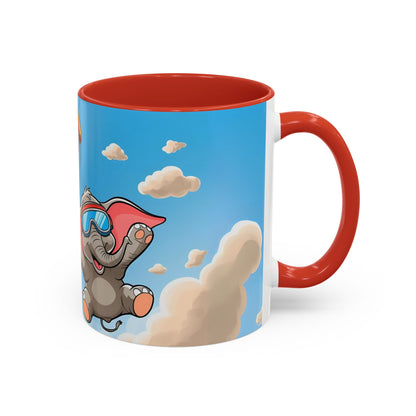 Verspielte Fallschirm-Elefanten-Kaffeetasse –personalisiertes Geschenk für Kinder, fröhliche Wohnaccessoires, originelles Geburtstagsgeschenk, Getränkebehälter