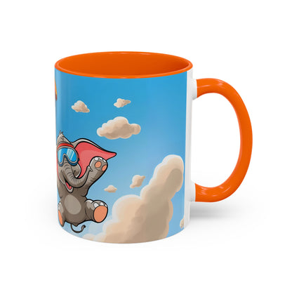 Verspielte Fallschirm-Elefanten-Kaffeetasse –personalisiertes Geschenk für Kinder, fröhliche Wohnaccessoires, originelles Geburtstagsgeschenk, Getränkebehälter
