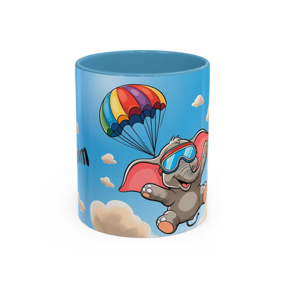 Verspielte Fallschirm-Elefanten-Kaffeetasse –personalisiertes Geschenk für Kinder, fröhliche Wohnaccessoires, originelles Geburtstagsgeschenk, Getränkebehälter
