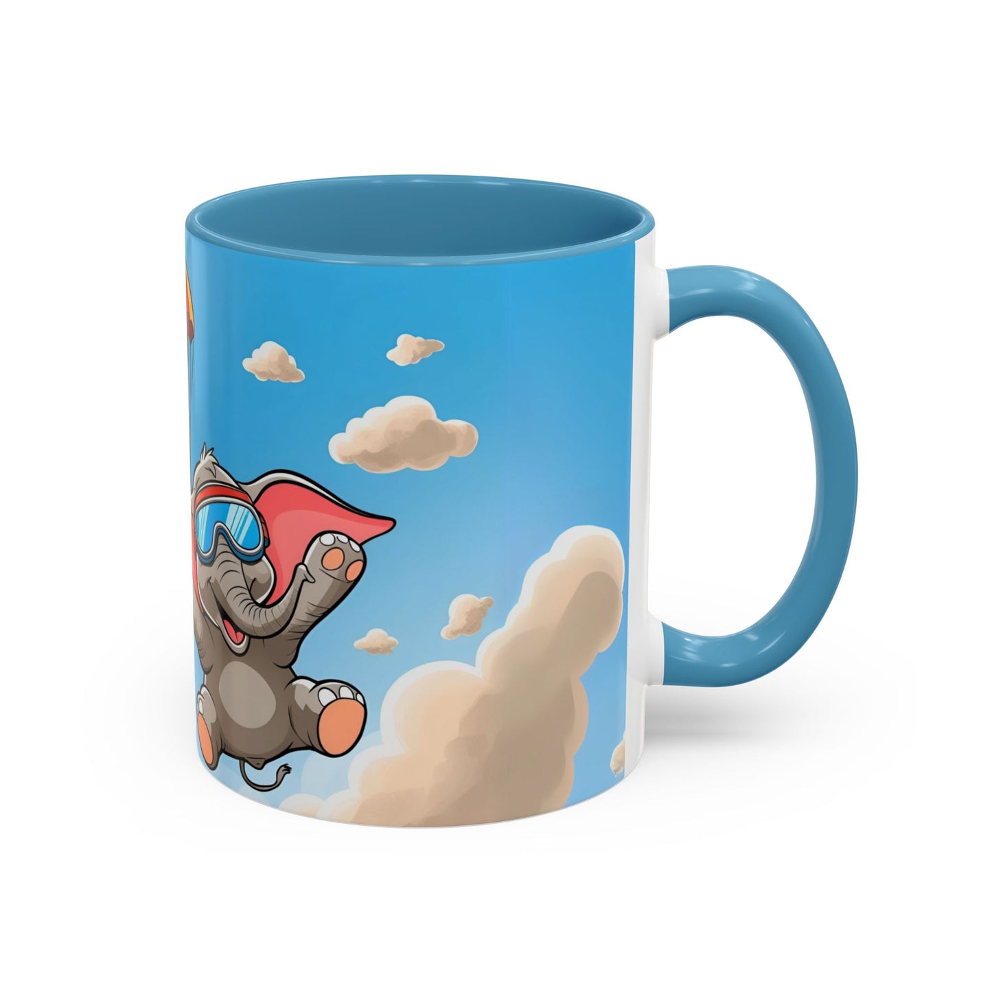 Verspielte Fallschirm-Elefanten-Kaffeetasse –personalisiertes Geschenk für Kinder, fröhliche Wohnaccessoires, originelles Geburtstagsgeschenk, Getränkebehälter