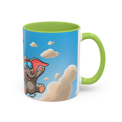 Verspielte Fallschirm-Elefanten-Kaffeetasse –personalisiertes Geschenk für Kinder, fröhliche Wohnaccessoires, originelles Geburtstagsgeschenk, Getränkebehälter