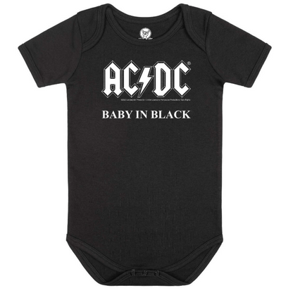 AC/DC (Baby in Black) - Baby Body, schwarz print weiß