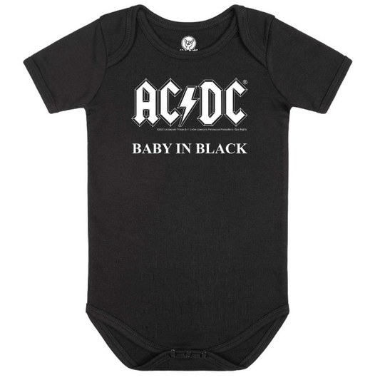 AC/DC (Baby in Black) - Baby Body, schwarz print weiß