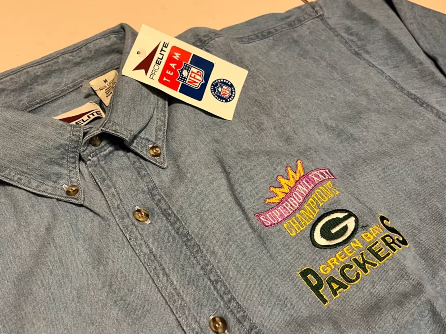 Vintage Green Bay Packers Jeanshemd -M-