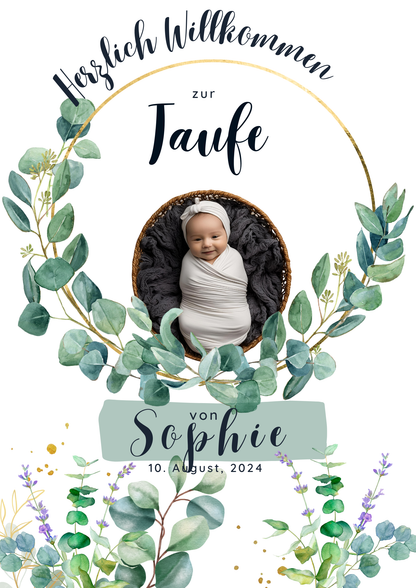 Taufe Poster Kunstdruck DIN A3 Türschild Aufsteller