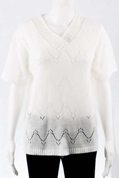 Vintage Strick Shirt Weiß -L-