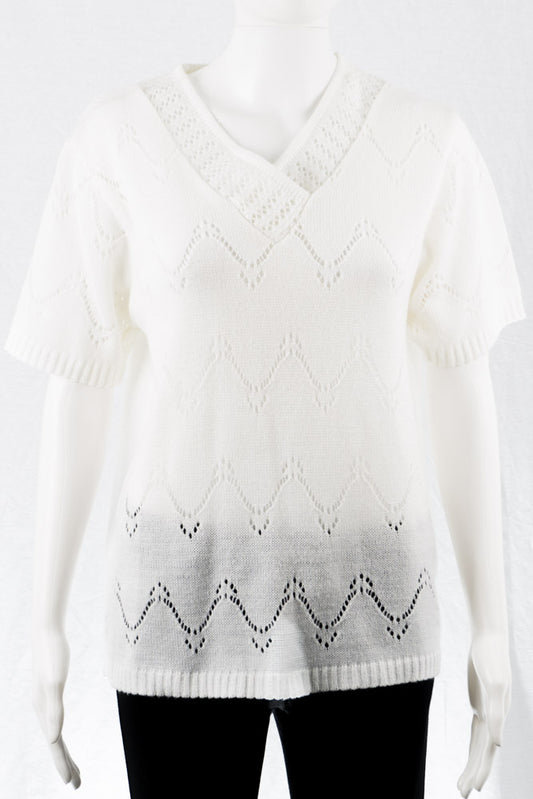 Vintage Strick Shirt Weiß -L-