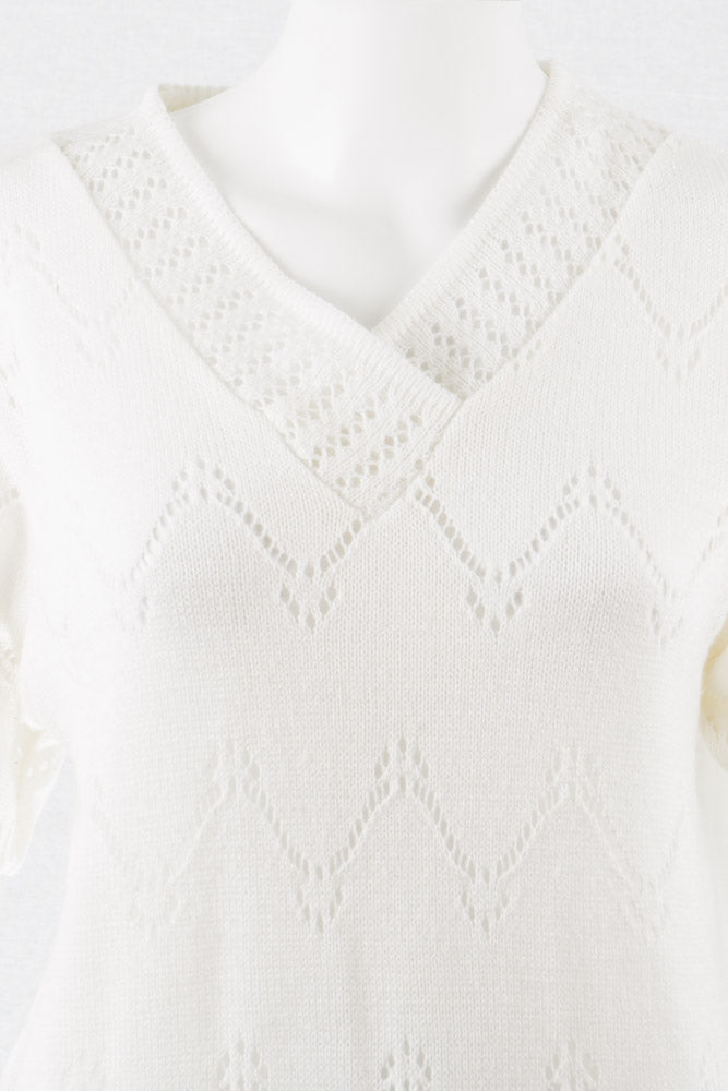Vintage Strick Shirt Weiß -L-