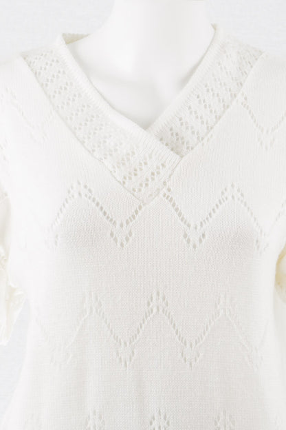 Vintage Strick Shirt Weiß -L-