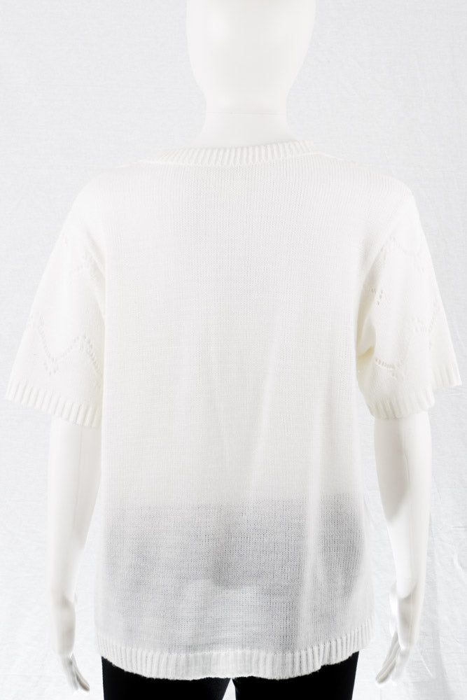 Vintage Strick Shirt Weiß -L-