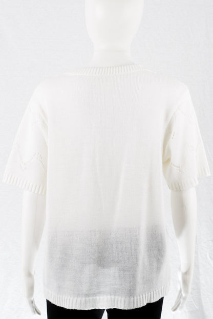 Vintage Strick Shirt Weiß -L-