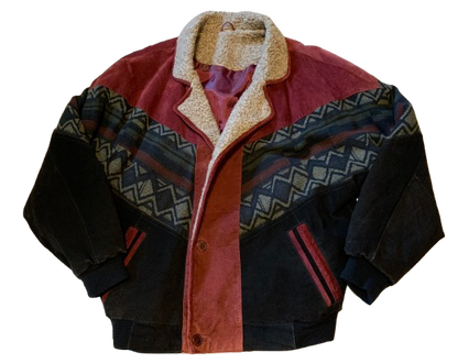 Vintage Jacke L 46 Sherpa Ethno Aztec Bomberjacke Blouson 80s 90s