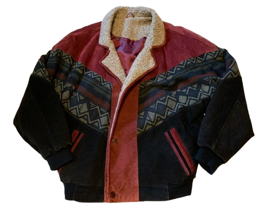 Vintage Jacke L 46 Sherpa Ethno Aztec Bomberjacke Blouson 80s 90s