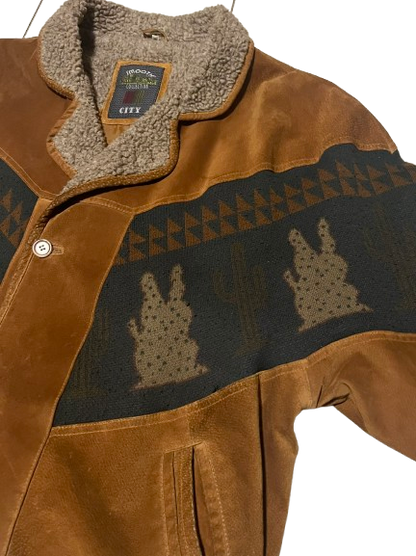 Vintage Jacke L Sherpa Ethno Aztec Bomberjacke