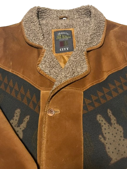 Vintage Jacke L Sherpa Ethno Aztec Bomberjacke