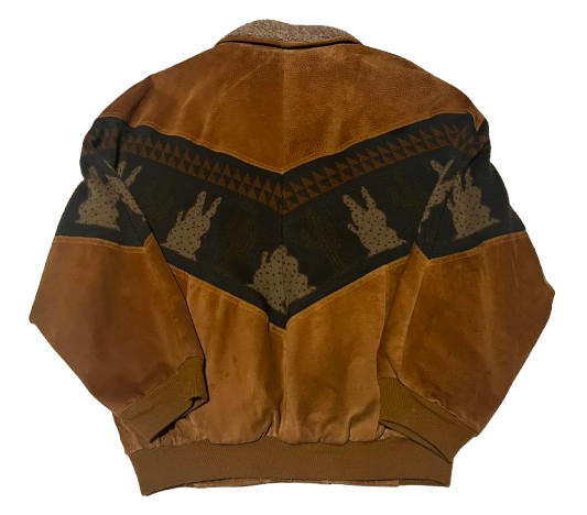 Vintage Jacke L Sherpa Ethno Aztec Bomberjacke