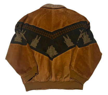 Vintage Jacke L Sherpa Ethno Aztec Bomberjacke