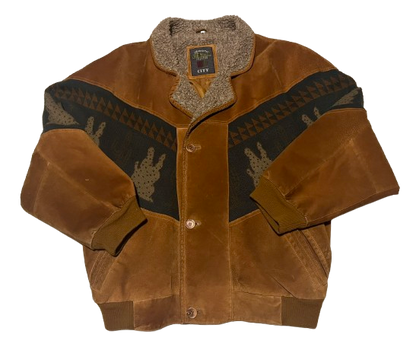 Vintage Jacke L Sherpa Ethno Aztec Bomberjacke