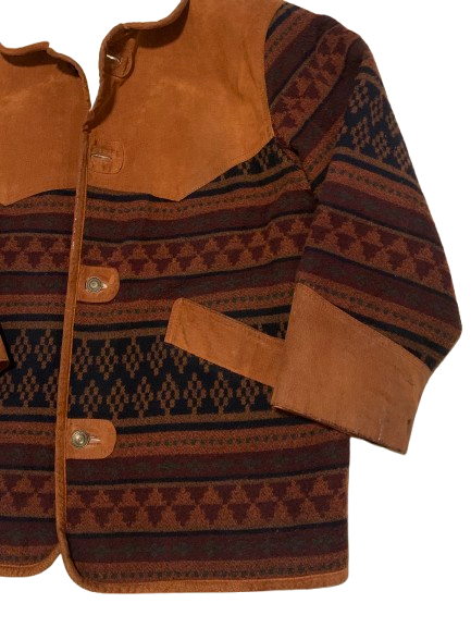 Vintage Jacke L Sherpa Ethno Aztec Kult Kurzmantel