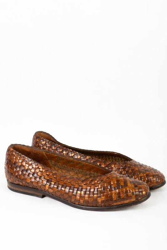 Vintage Flechtleder Schuhe -37,5-