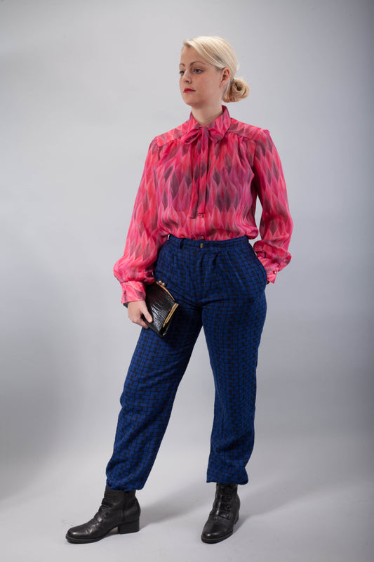 Checked Blue - Vintage Hose mit Muster