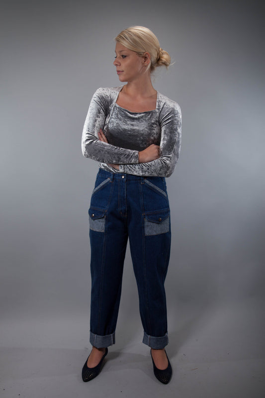 Denim Spring -Vintage Jeans mit Kontrastpartien