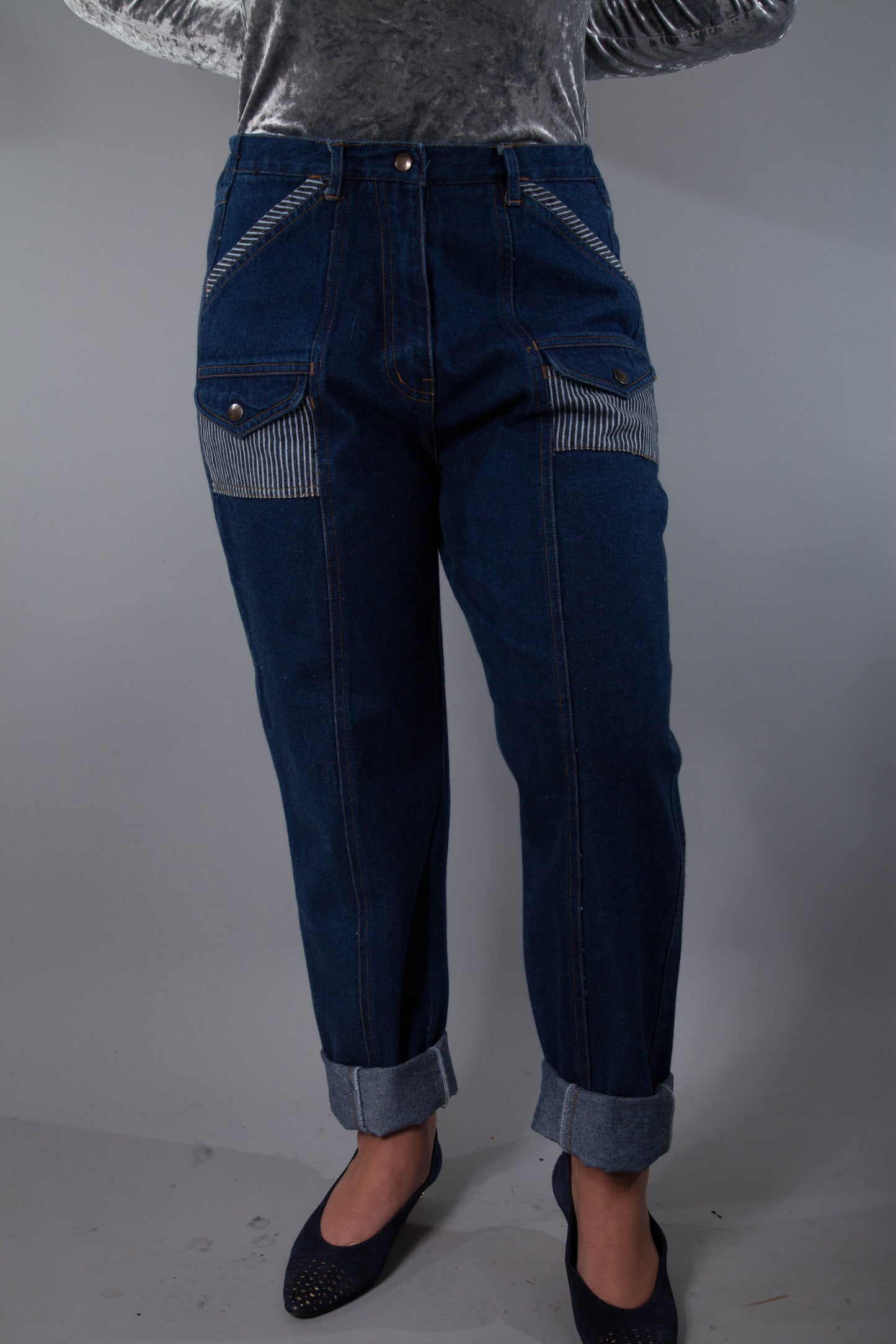 Denim Spring -Vintage Jeans mit Kontrastpartien