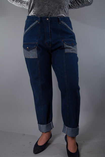 Denim Spring -Vintage Jeans mit Kontrastpartien